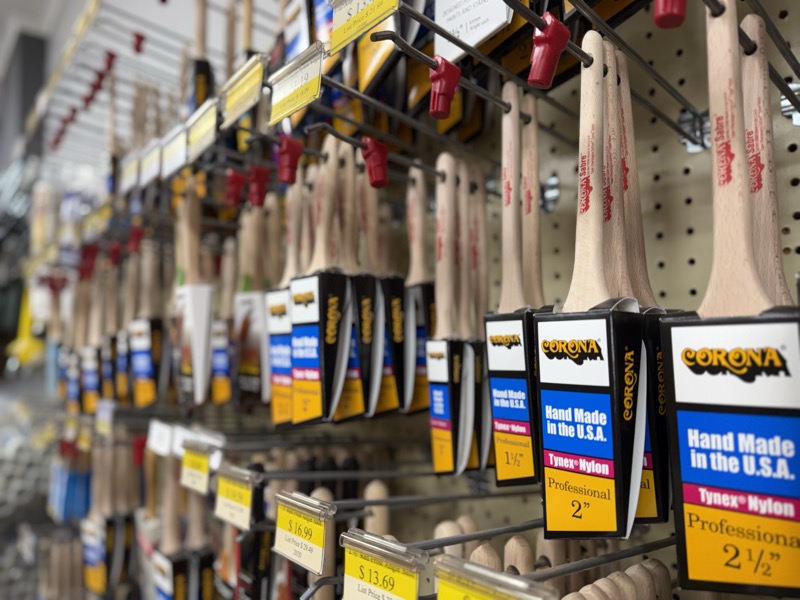 Close-up of Corona paint brushes