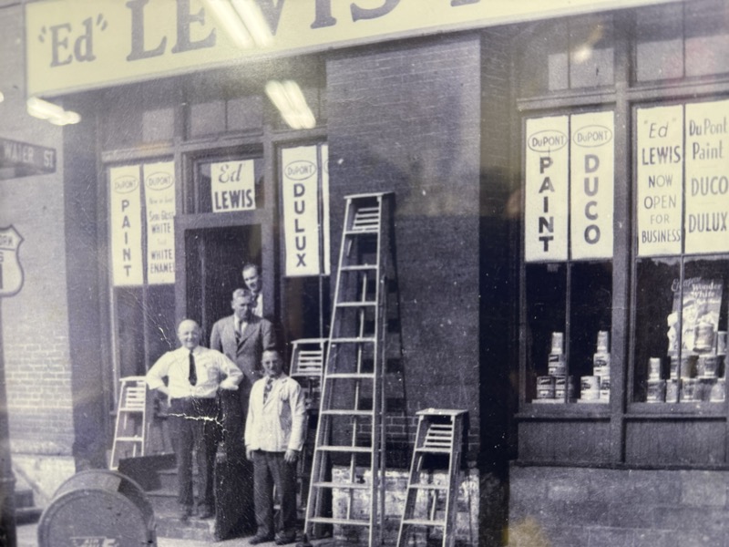 Historic photograph of the Ed Lewis paint store