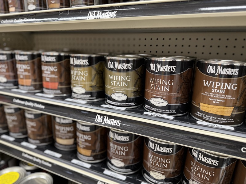 Old Masters wiping stain on the shelf