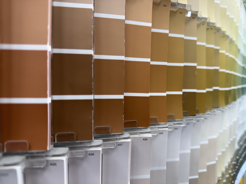 Paint chip samples in browns and tans